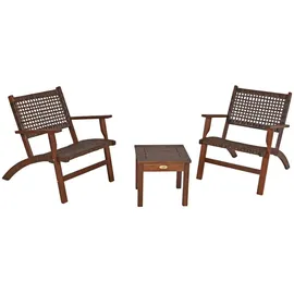 gardenson Balkonset, Dunkelbraun, Holz, Eukalyptusholz, 40x40x35 cm, Balkonmöbel, Balkonmöbel-Sets