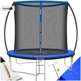 Tectake tectake® Trampolin, Ø 244 cm, GS-zertifiziert, Randabdeckung, inklusive Einstiegsleiter