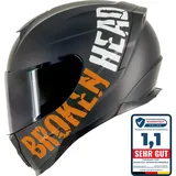 Broken Head BeProud Sport Orange Motorradhelm + Schwarzes Visier