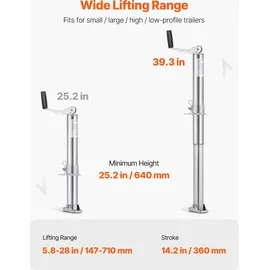 Vevor A-Rahmen-Anhängerheber, 907 kg dynamische Tragkraft, 360 mm vertikaler Hub, Anhängerstütze Reiseanhänger für Wohnmobilanhänger, Pferdeanhänger, Nutzanhänger, Yachtanhänger