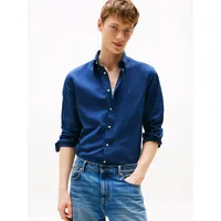 Tommy Hilfiger Businesshemd FLEX POPLIN SOLID unifarben, klassisch, regular fit, Baumwolle, Button-down-Kragen blau S (46)