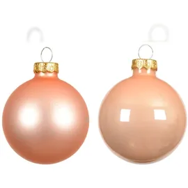 Kaemingk Weihnachtskugeln Glas 8cm 6 Stück - glänzend Christbaumkugeln Weihnachtsbaumkugeln Groß Christbaumschmuck Weihnachtsbaumschmuck Deko Pfirsich Perle