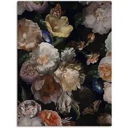 Wandbild ARTLAND "Antike Holländische Blumen", pink (farbe bild(er): pink), B:60cm H:80cm, Bilder, als Alubild, Outdoorbild, Leinwandbild, Poster, Wandaufkleber