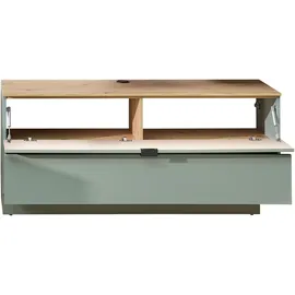 Innostyle Wohnwand "Ina Wohnwand, 280x185x44 cm (B/H/T)", schilfgrün, artisan eiche, ABS-Kunststoff, Glas, Holzwerkstoff, MDF, Metall, Kastenmöbel-Sets, Wohnwand