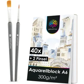 OfficeTree Aquarellpapier 40 St. 300 g/m2 Weiß