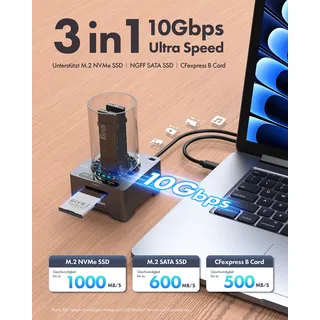 GRAUGEAR Docking Station für M.2NVMe/NGFF SSD/CF-Express