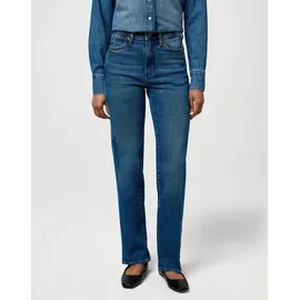 Wrangler Straight-Jeans WRANGLER, Damen, Gr. 30, Länge 30, cowboy_crest, Denim/Jeans, Obermaterial: 99% Baumwolle, 1% Elasthan, unifarben, straight fit lang, Jeans Straight-Jeans, im Five-Pocket Style