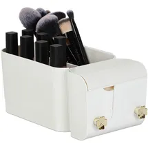 Relaxdays Kosmetik Organizer Badaccessoires Weiß/Gold