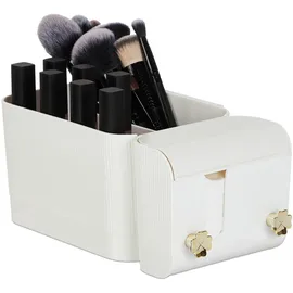 Relaxdays Kosmetik Organizer Badaccessoires Weiß/Gold