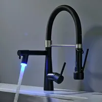 TIMACO Schwarz LED Wasserhahn Küche mit Schloss Brause 360° Schwenkbar