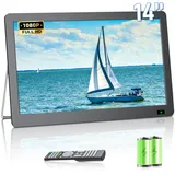 DESOBRY Tragbarer 14.3-Zoll-Fernseher mit Antenne, Kleiner tragbarer Fernseher mit DVB-T2 Tuner, Mini LCD-Fernseher, der mit Batterien aufgeladen Werden kann (DESPTV143-05UK)