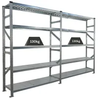 Proregal Fachbodenregal Proximo | Komplettregal | HxBxT 200x300x50cm | 5 Ebenen | Fachlast 130 kg | Beidseitig nutzbar | Verzinkt