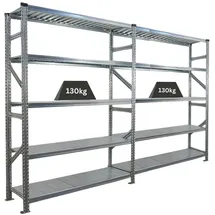 Proregal Fachbodenregal Proximo | Komplettregal | HxBxT 200x300x50cm | 5 Ebenen | Fachlast 130 kg | Beidseitig nutzbar | Verzinkt