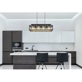 GLOBO Pendelleuchte Mathilde 4-flammig Schwarz matt Rauchfarben 68 x 17 x 120 cm