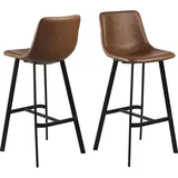 VCM 2er-Set Actona Barhocker Oregon Lederoptik Braun