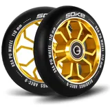 Soke Scooter Räder 1679, 5x12x12cm, Zwei Stück, Gold, Langlebig, für Kinder, Jugendliche, Erwachsene, Profis | Kickscooter Scooter Wheels Suitable for Razor/Cox/Albott and most Freestyle Scooters