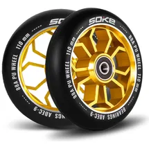 Soke Scooter Räder 1679, 5x12x12cm, Zwei Stück, Gold, Langlebig, für Kinder, Jugendliche, Erwachsene, Profis | Kickscooter Scooter Wheels Suitable for Razor/Cox/Albott and most Freestyle Scooters