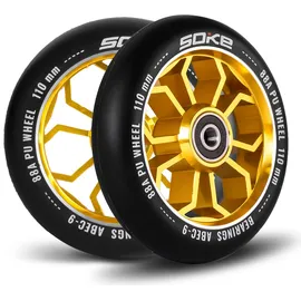 Soke Scooter Räder 1679, 5x12x12cm, Zwei Stück, Gold, Langlebig, für Kinder, Jugendliche, Erwachsene, Profis | Kickscooter Scooter Wheels Suitable for Razor/Cox/Albott and most Freestyle Scooters