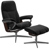 Stressless Relaxsessel STRESSLESS "Consul" Sessel Gr. Leder BATICK, Cross Base Braun, M, Rela x funktion-Drehfunktion-PlusTMSystem-Gleitsystem-BalanceAdaptTM, B/H/T: 82 cm x 102 cm x 72 cm, schwarz (black batick) Lesesessel und Relaxsessel