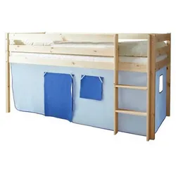 Spielbett 'Malte', aus Kiefer, dunkelblau/hellblau/kiefer