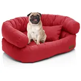 Juelle Hundebett - mittelgroße Hunde Sofa Abnehmbarer Bezug maschinenwaschbar flauschiges Bett, Hundesessel Santi S-XXL (Größe: M - 80x60cm, Rot)