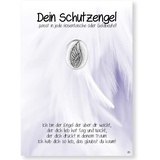 JOJO Schutzengel Münze auf Geschenkkarte Mein Engelflügel, Silber, 3x2,5cm