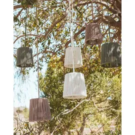 NEW GARDEN Mini LED Akku-Hängeleuchte aus recyceltem PVC Ø 14,5 cm weiß