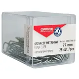 offwv OFFICE PRODUCTS Büroklammern Metallbriefklammern Silbern in der Box / 25 Stück - 77 mm/in Praktischer Aufbewahrungsbox/Paper Clips