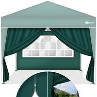 tillvex® 2X Seitenwand grün für Pavillon 3x3m & 3x6m | Faltpavillon Seitenteile wasserabweisend | Seitenfenster & Reißverschluss | Seitenwände...