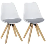KADIMA DESIGN 2er Set Retro Esszimmerstuhl LIMA weiß/grau Polsterstuhl Skandinavisch Rückenlehne, Küchenstuhl Stoff