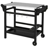 Costway Grillwagen 54 x 54 cm Holz/Metall Schwarz