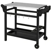 Costway Grillwagen 54 x 54 cm Holz/Metall Schwarz