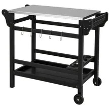 Costway Grillwagen 54 x 54 cm Holz/Metall Schwarz