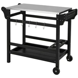 Costway Grillwagen 54 x 54 cm Holz/Metall Schwarz