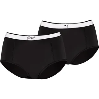 Hipster PUMA, Damen, Gr. XS, schwarz, Obermaterial: 85% Polyamid, 15% Elasthan, unifarben mit Farbeinsatz, körpernah, Unterhosen, mit konstrastfarbenem Logobund