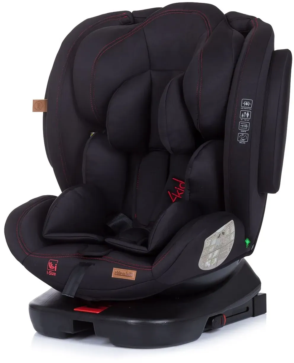 Chipolino Kindersitz 4KID i-Size (40 - 150 cm) Isofix, Kopfstütze verstellbar schwarz