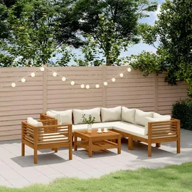 vidaXL Garten-Lounge-Set 7-tlg. creme Akazie