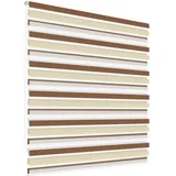 ECD Germany Doppelrollo 55x150cm Weiß-Beige-Braun Klemmfix Duo-Rollo Ohne Bohren