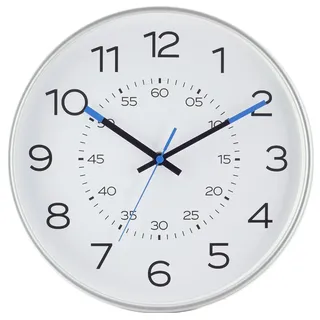 EUROTIME Funkwanduhr EUROTIME Funkwanduhr mit farbigen Zeiger, 30 cm Durchmesser blau|silberfarben