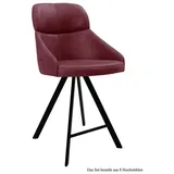 58 aufm Kessel Esszimmerstuhl Thekenstuhl (2er-Set) Derzhka 52x99x63 Schwarz/Espresso (Lieferung bis Verwendungsstelle, 8 St), Stabiles Gestell aus Metall pflegeleichter Bezug aus Microfaser lila