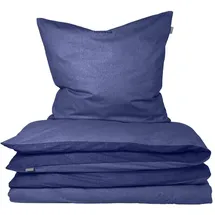 SCHIESSER Bettwäscheset Doubleface Feinbiber Blau 155 x 220 cm + 80 x 80 cm