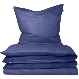 SCHIESSER Bettwäscheset Doubleface Feinbiber Blau 155 x 220 cm + 80 x 80 cm