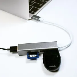 Logilink USB-C Hub 3-Port mit Card Reader Anthrazit