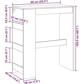 vidaXL Bartisch mit Regal 90 x 40 x 103,5 cm Braun