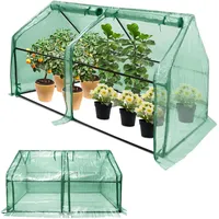 Froadp Gewächshaus Klein Tomatenhaus aus 140g/m2 HDPE and Eisengerüst Mini Gewächshaus 180x90x90cm Gewaechshaus mit 2 Rolltor für Gärten Balkone Terrassen Hinterhöfe (Grüne Isolierte Bezug)