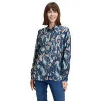 Betty & Co Hemdbluse mit Print in Blau/Camel |