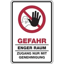 Verbotsschild, Kombischild, Gefahr enger Raum - praxisbewährt - 200x300x1.5 mm Kunststoff