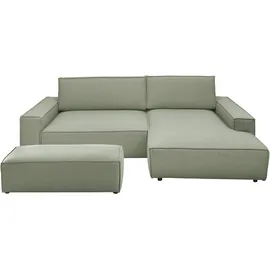 OTTO home Eckcouch Cord 2-Sitzer + 3-Sitzer hellgrün