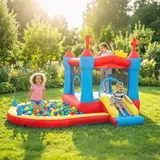 Aufblasbar Hüpfburg Mit Gebläse Rutsche Trampolin Planschbecken/bällebad Wasserpistole 342x255x209 Cm Blau