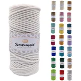 Sznurkomania, Baumwollkordel 3mm 100m, 46 Farben, Häkelkordel, Geflochten Baumwollkordel 3mm, Makramee Kordel, Makramee Garn, Premium Garn, Makramee Seil (Weiß)